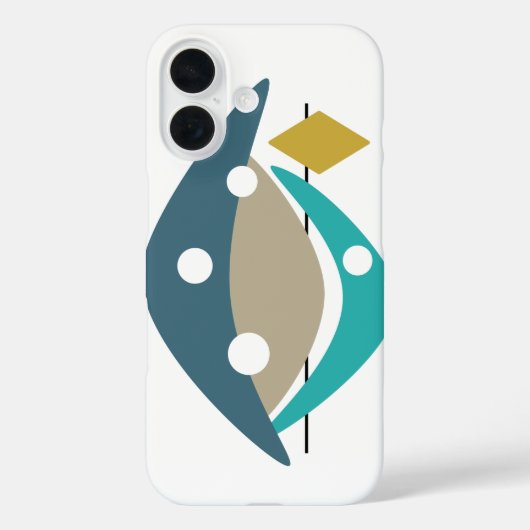Turquoise Boomerang Retro Mitte Jahrhundert Modern Case-Mate iPhone Hülle (Rückseite)