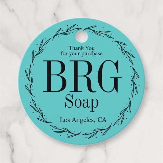 Turquoise Botanische Monogramm Danke, dass Sie gek Geschenkanhänger (Vorderseite)