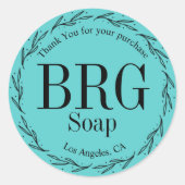 Turquoise Botanische Monogramm Danke, dass Sie gek Runder Aufkleber (Vorderseite)