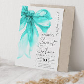 Turquoise Bow Coquette Script Sweet 16 Party  Einladung