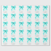 Turquoise Bow Coquette Script Sweet 16 Party Geschenkpapier (Flach)
