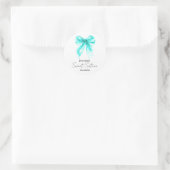Turquoise Bow Coquette Script Sweet 16 Party Runder Aufkleber (Tasche)