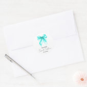Turquoise Bow Coquette Script Sweet 16 Party Runder Aufkleber (Umschlag)