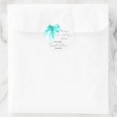 Turquoise Bow Coquette Script Sweet 16 Thank You Runder Aufkleber (Tasche)