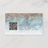 Turquoise Bronze Marble Eyes QR Code Microblading Visitenkarte (Rückseite)
