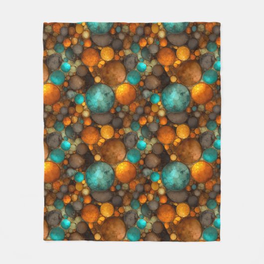Turquoise Brown Abstract Fractal Pattern Fleecedecke (Vorderseite)