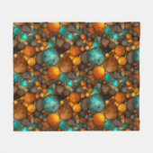 Turquoise Brown Abstract Fractal Pattern Fleecedecke (Vorderseite (Horizontal))