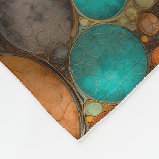 Turquoise Brown Abstract Fractal Pattern Fleecedecke (Ecke)