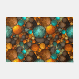 Turquoise Brown Abstract Fractal Pattern Fußmatte
