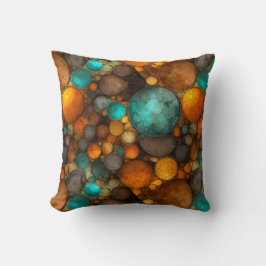 Turquoise Brown Abstract Fractal Pattern Kissen