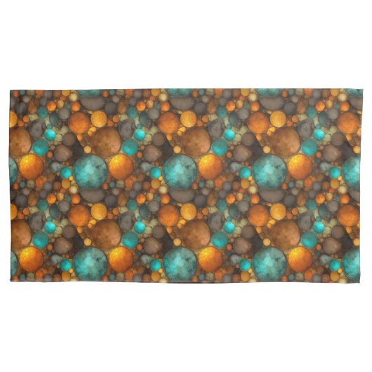 Turquoise Brown Abstract Fractal Pattern Kissenbezug (Vorderseite)