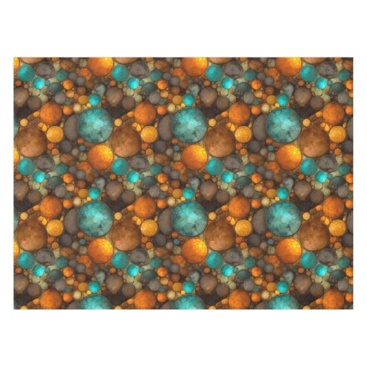 Turquoise Brown Abstract Fractal Pattern Tischdecke (Vorderseite (Horizontal))