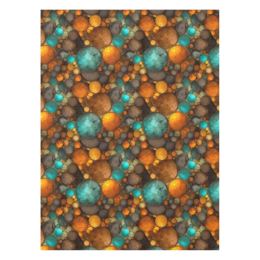Turquoise Brown Abstract Fractal Pattern Tischdecke (Vorderseite)