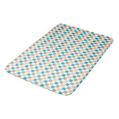 TURQUOISE BROWN TAN KARO PATTERN BADEMATTE (Schrägansicht)