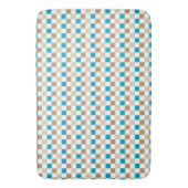 TURQUOISE BROWN TAN KARO PATTERN BADEMATTE (Vorderseite Vertikal)