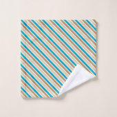 TURQUOISE BROWN & TAN STRIPES PATTER BADHANDTUCH SET (Waschlappen)