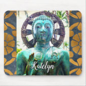 Turquoise Buddha Antique Gold Mosaik Foto Name Mousepad (Vorne)