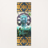 Turquoise Buddha Foto Gold Mosaik Friedensskript Yogamatte (Vorderseite)