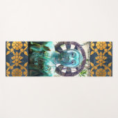 Turquoise Buddha Foto Gold Mosaik Friedensskript Yogamatte (Vorderseite (Horizontal))