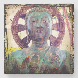 Turquoise Buddha Head Foto Antique Tropical Bold Steinuntersetzer
