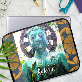 Turquoise Buddha Statue Gold Mosaik Individuelle N Laptopschutzhülle