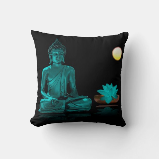 Turquoise Buddha Throw Kissen (Vorderseite)