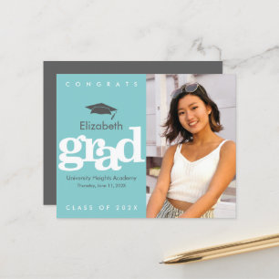 Turquoise Budget Foto Graduation Cap Bold Einladun
