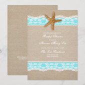 Turquoise Burlap Lace Bridal Dusche Einladung (Vorne/Hinten)