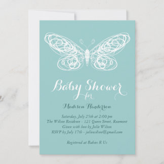 Turquoise Butterfly Baby Dusche Einladung