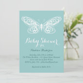 Turquoise Butterfly Baby Dusche Einladung (Stehend Vorderseite)