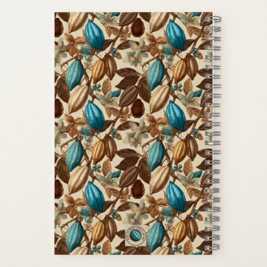 Turquoise Cacao Pattern Chocolate Tasting Notizblock (Rückseite)