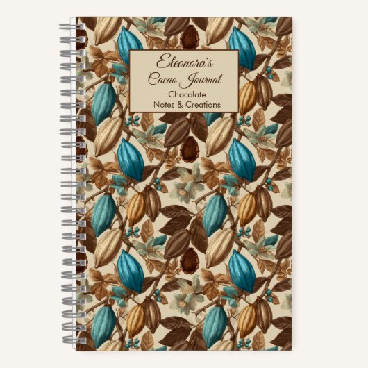 Turquoise Cacao Pattern Chocolate Tasting Notizblock (Vorderseite)