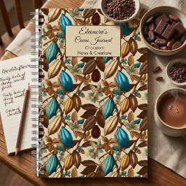Turquoise Cacao Pattern Chocolate Tasting Notizblock