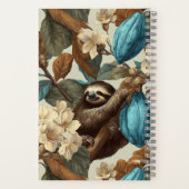 Turquoise Cacao Sloth Botanical Cooking Recipes Notizblock (Rückseite)