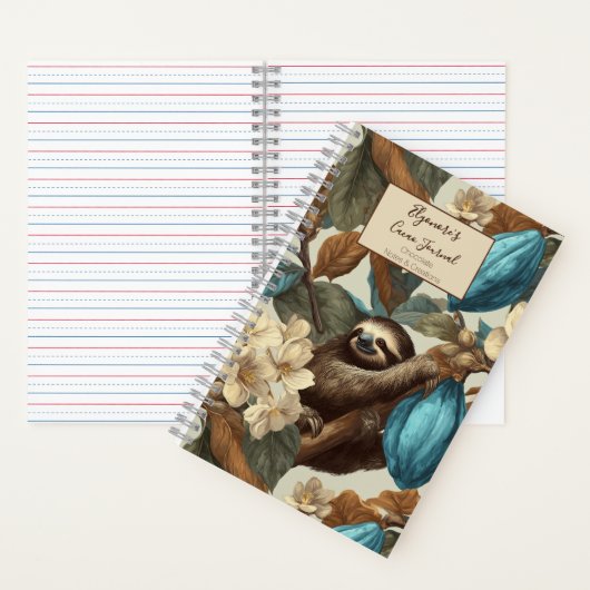 Turquoise Cacao Sloth Chocolate Tasting Notizblock (Innen)