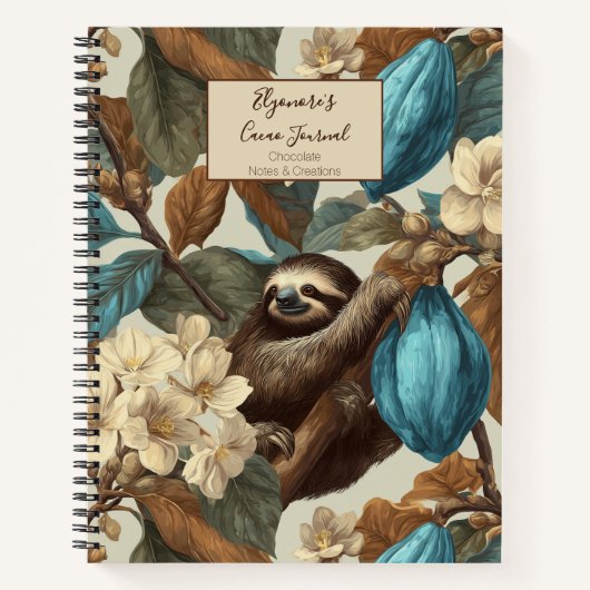 Turquoise Cacao Sloth Chocolate Tasting Notizblock (Vorderseite)