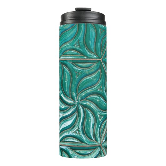 Turquoise ceramic tile wall textureabstract,archit thermosbecher (Vorderseite)