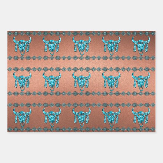 Turquoise Ceremonial Buffalo Skull Geschenkpapier Set (Vorderseite 2)