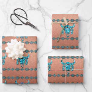 Turquoise Ceremonial Buffalo Skull Geschenkpapier Set