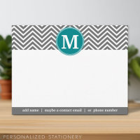 Turquoise Charcoal Chevrons Monogram Vielen Dank