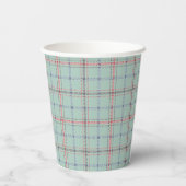 Turquoise checkered classic pattern. pappbecher (Rückseite)
