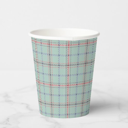 Turquoise checkered classic pattern. pappbecher (Rechts)