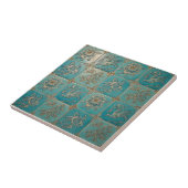 Turquoise Chinoiserie Relief Pattern Ceramic Tile Fliese (Seite)