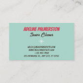 Turquoise Cleaner Cleaning Visitenkarte (Rückseite)