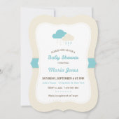 Turquoise Cloud Baby Dusche Einladung (Vorderseite)