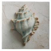 Turquoise Coastal Conch Shell Art Fliese (Vorderseite)
