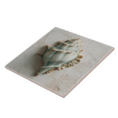Turquoise Coastal Conch Shell Art Fliese (Seite)