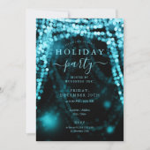 Turquoise Company Holiday Party String Lights Einladung (Vorderseite)