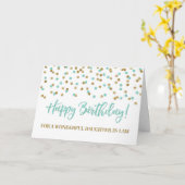 Turquoise Confetti Daughter - Law Birthday Card Karte (Gelbe Blume)