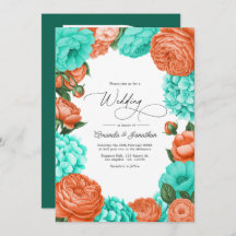 Turquoise & Coral Floral Wedding